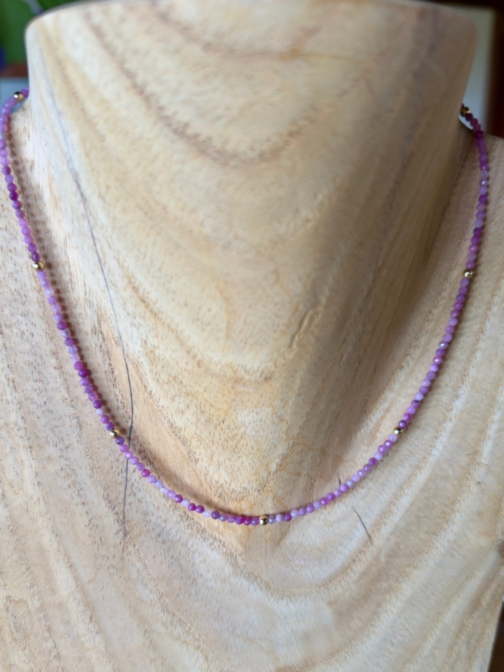 Natural Ruby Necklace with 14k Gold Filled beads & clasp. made by me